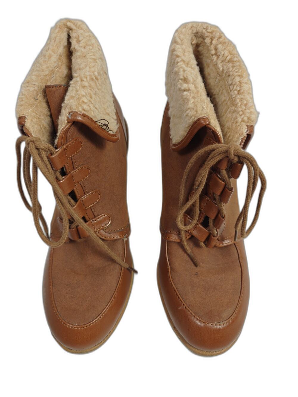 Women H&M Ankle Wedge Boots Brown Size 8